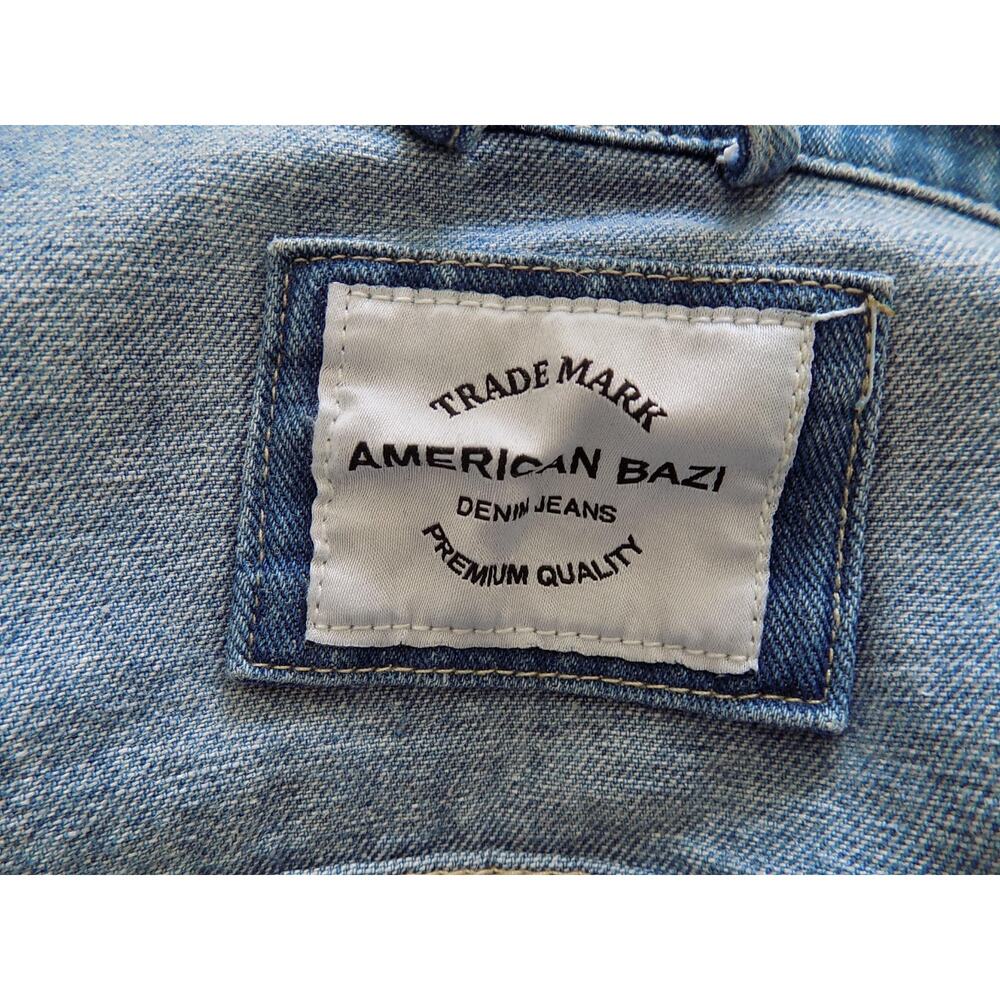 American Bazi denim jacket cropped distressed hand painted Hollywood size Small - Picture 10 of 11
